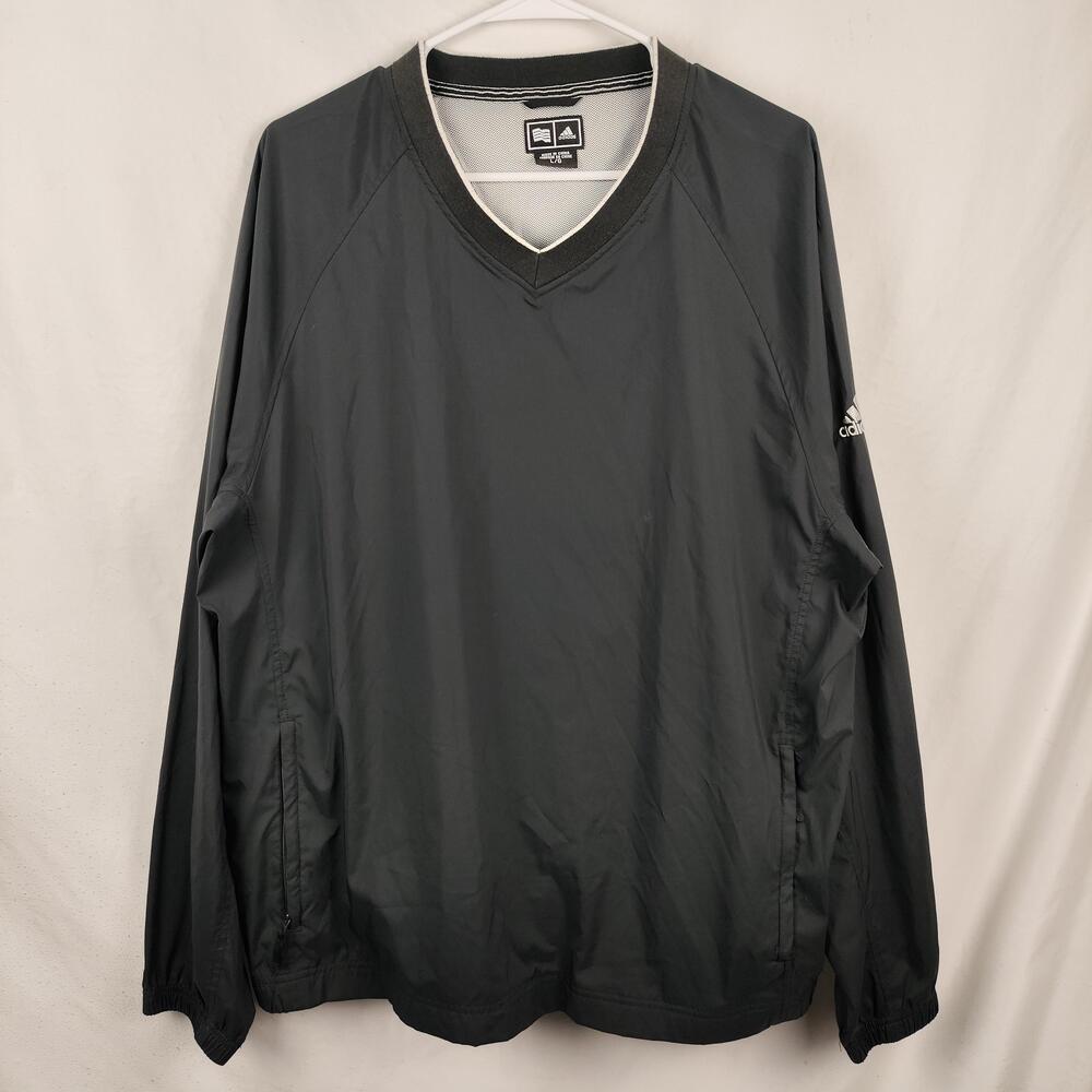 Adidas ClimaProof Jacket Mens Large Gray V Neck Golf Windbreaker Pullover Lined